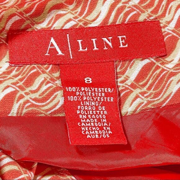 Vintage A Line Red Geometric Print Faux Wrap Mini Skirt SZ 8 EUC - Picture 3 of 10